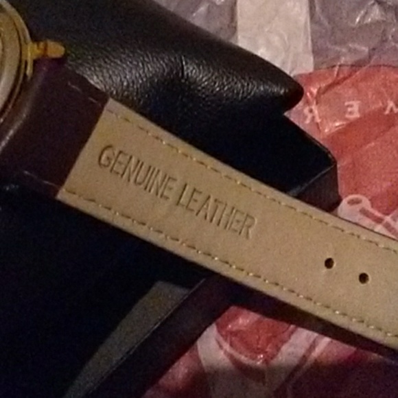 Genuine dark brown Leather big face Quartz Watch - Picture 6 of 7